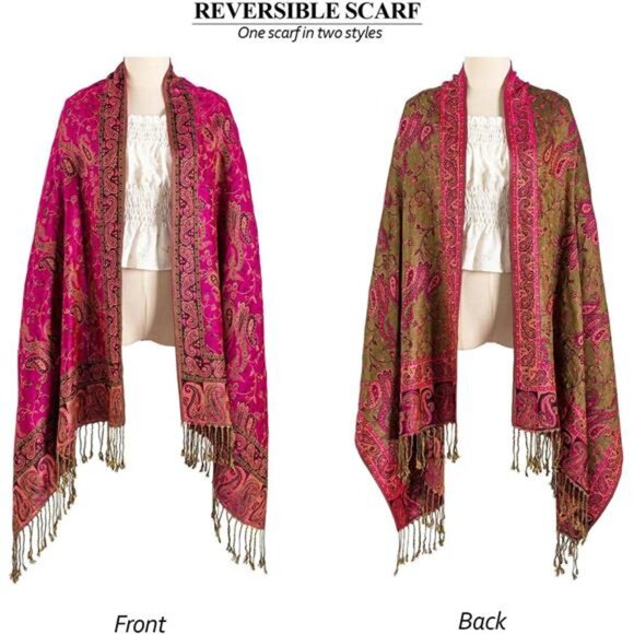 Pashmina Feel Shawls Wraps Purple - Picture 6 of 6